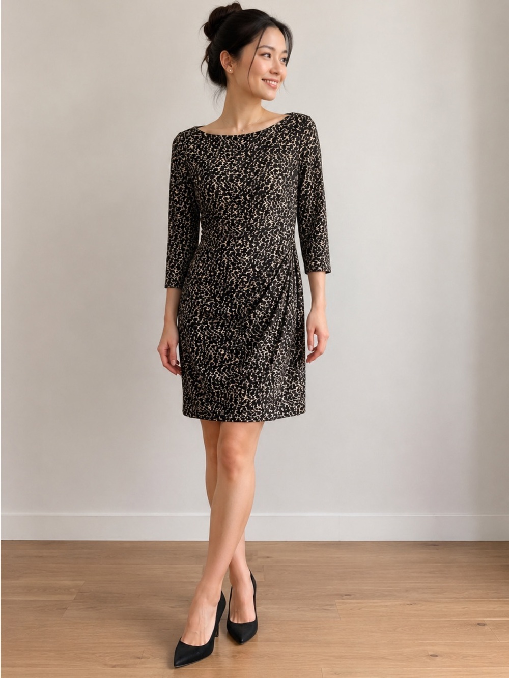 Lauren Ralph Lauren Black Sheath Dress Bateau Neckline